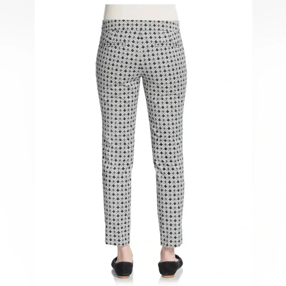 Tory Burch "CALLIE" CROPPED JACQUARD ANKLE PANTS IN  IVORY/BLACK size 8 - Picture 4 of 15